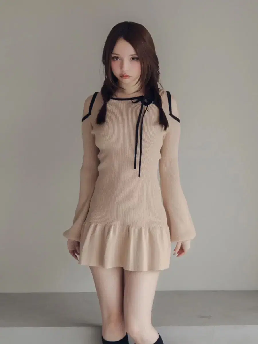 スカート andmary Lona ribbon mini dress ANDMARY】Lona ribbon mini dress